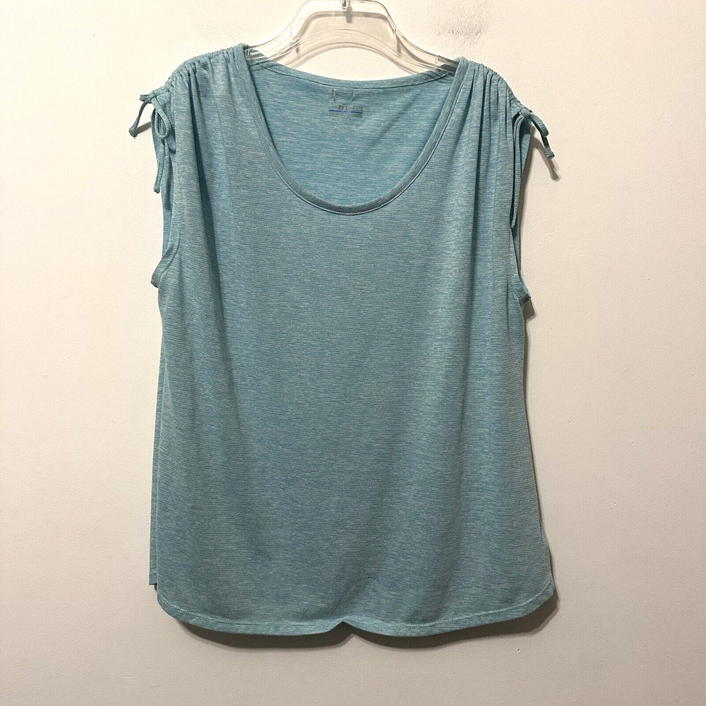 Columbia Mount Carmel Knit Muscle Tee XL Aqua Tie Shoulder Cap Sleeve Active Top